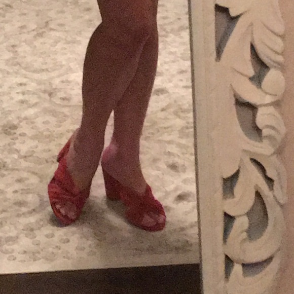 Red Suede Mules - Picture 6 of 6